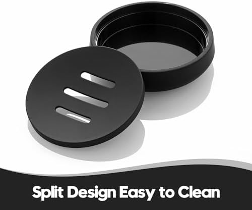 Matte Black Round Soap Dish Dual Layer Bathroom Kitchen