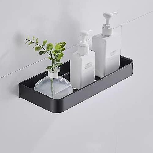 ANNBKA Black Aluminum Square Wall-Mounted Shower Caddy