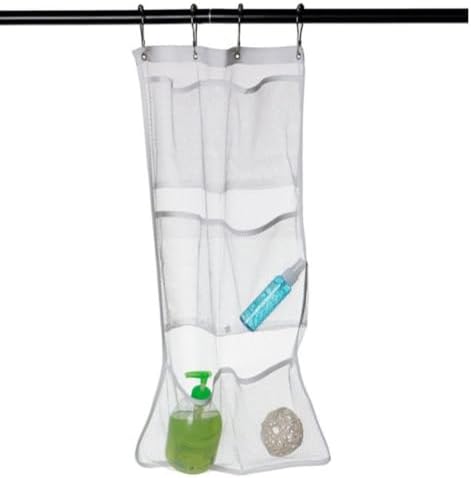 1PCS Durable Clear Mesh Shower Caddy with 6 Pockets
