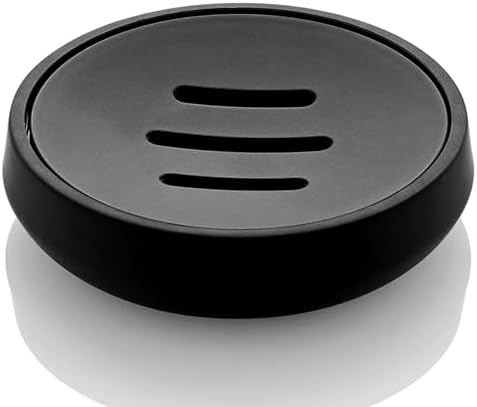Matte Black Round Soap Dish Dual Layer Bathroom Kitchen