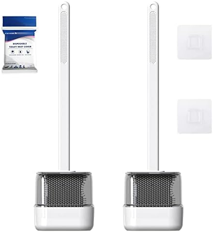 2 pcs Flexible Toilet Brushes with Holder Set