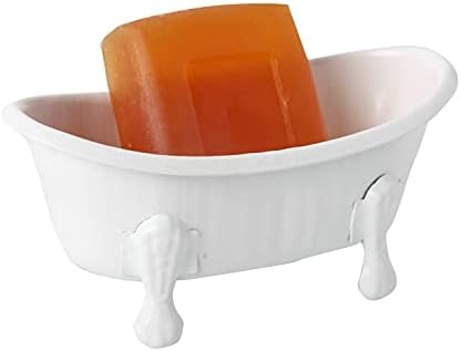 White Clawfoot Metal Soap Dish for Bathroom or Kitchen 55 Inch
