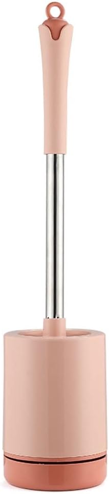 Toilet Brush Holder with No-Slip Handle and Flexible Bristles