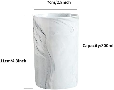 Wongwongcat Ceramic Toothbrush Holder with Marble Pattern - 300ml Grey
