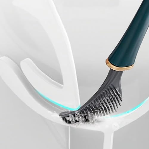Heykomi Modern Flexible Silicone Toilet Brush Set with Holder 1