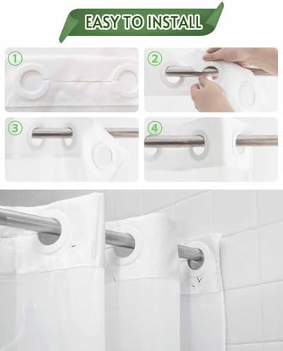 Double Layer No Hook Shower Curtain Set 72x72
