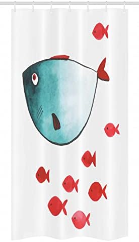 Ambesonne Cartoon Fish Shower Curtain Set with Hooks