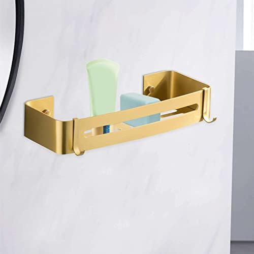 FINANCIALLY LIT Gold Aluminum Wall Mounted Shower Caddy