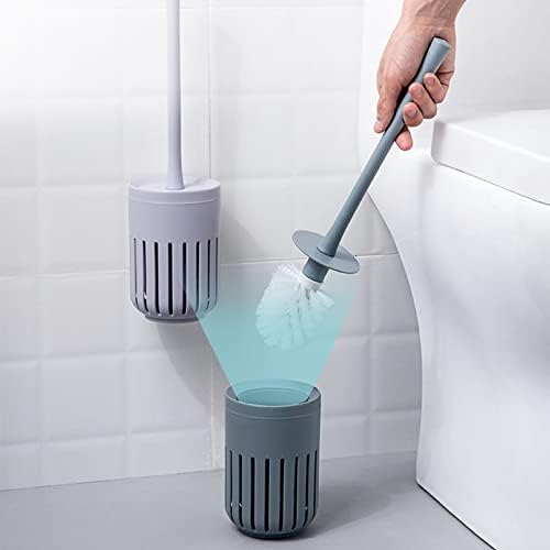 Gray-Blue Wall-Mounted Toilet Brush Set with Holder