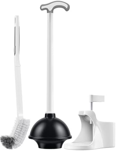 HAMITOR Toilet Plunger Brush Combo Set with Holder