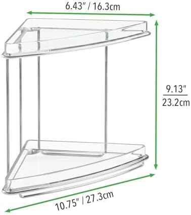 LKOP Corner Storage Caddy with 2 Shelves - Clear Chrome