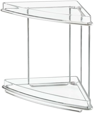 LKOP Corner Storage Caddy with 2 Shelves - Clear Chrome