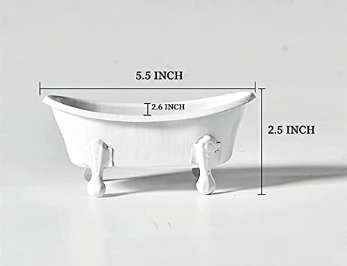 White Clawfoot Metal Soap Dish for Bathroom or Kitchen 55 Inch
