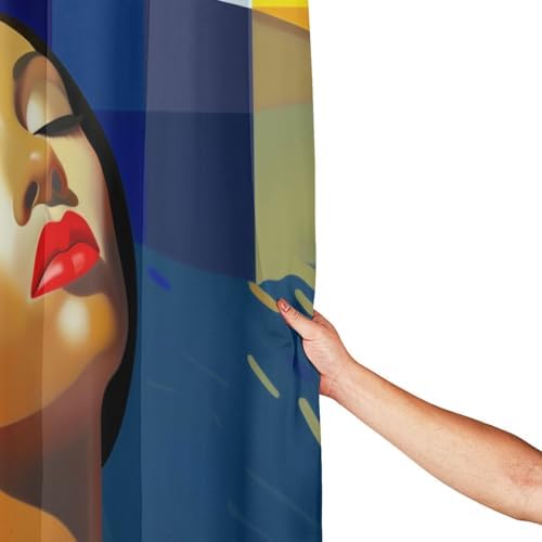 Red Lips Girl Shower Curtain Set with 12 Hooks 72x72in 1