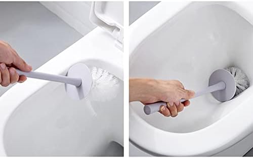 Gray-Blue Wall-Mounted Toilet Brush Set with Holder