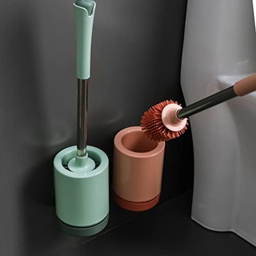 Toilet Brush Holder with No-Slip Handle and Flexible Bristles