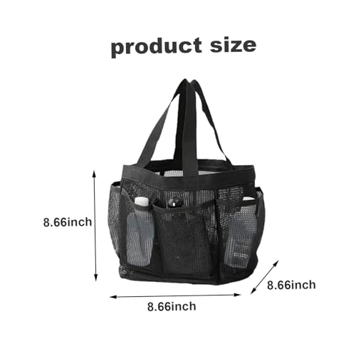 KDAMGOQE Bathroom Organizer Mesh Shower Caddy Portable 8-Pocket Black