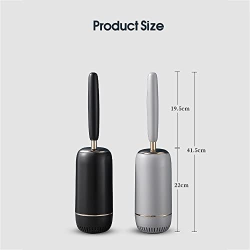 YIORYO Toilet Brush with Long Handle and Holder Set - Gray and Gold Design