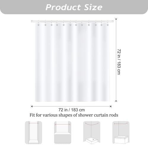 Bonhause Blue Wildflower Shower Curtain - 72x72 Inch Waterproof Boho Design