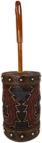 Ebros Gift Western Red Tan Cowboy Toilet Brush Holder
