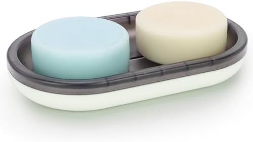 Oversized Shampoo Bar Holder with Drainage Black White
