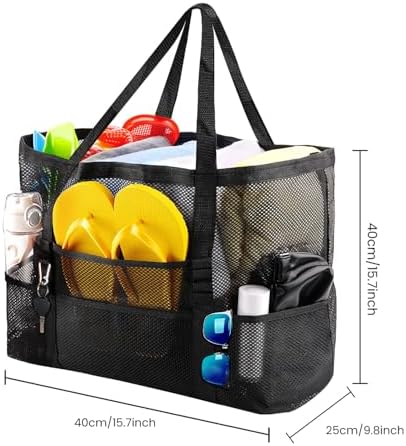 Pebipoo Mesh Shower Caddy Bag with 7 Pockets - Black