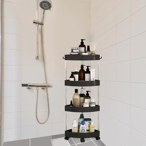 Yabound 4 Tier Shower Organizer Corner with Wheels