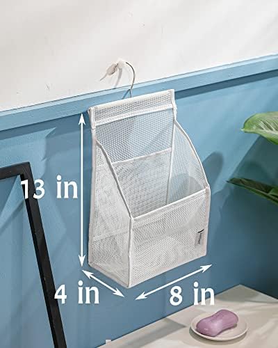 Jelier Hanging Mesh Shower Caddy with Connectable Design White