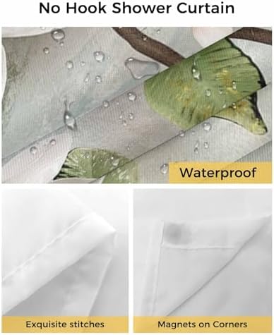 Smile Sunflower Flower Shower Curtain Set 72x72in White Magnolia with Snap Liner