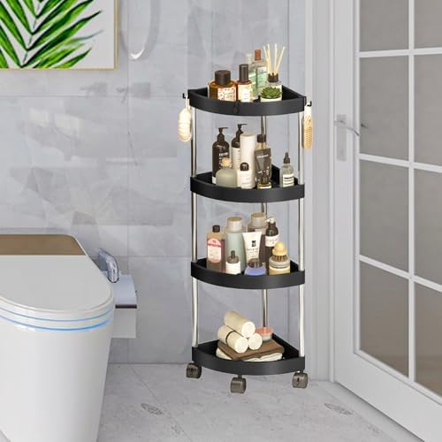 Yabound 4 Tier Shower Organizer Corner with Wheels