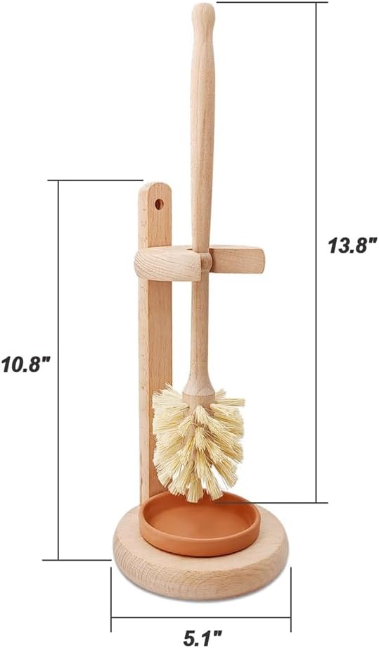 Wood Toilet Brush with Stand and Sisal Head