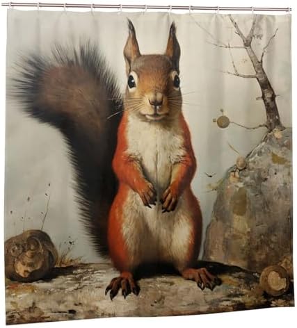 DAOWANGZUO Squirrel Shower Curtain Set
