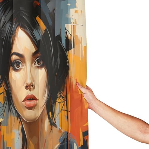 DAOWANGZUO Orange Black Red Abstract Shower Curtain Set with 12 Hooks 72x72in