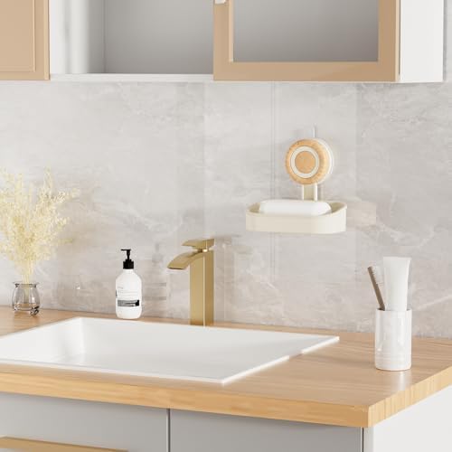 Cinola Double Layer Suction Cup Soap Dish for Shower Wall Mount