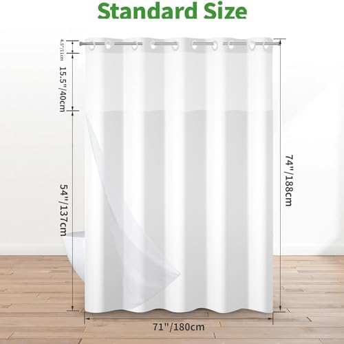 GKLEASG No Hook Shower Curtain Set