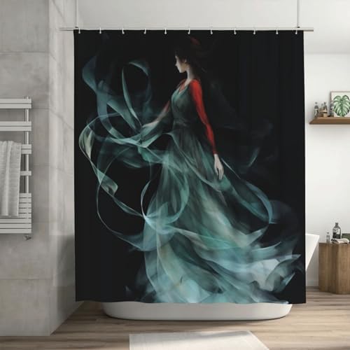 Dancing Girl Shower Curtain Set with 12 Hooks