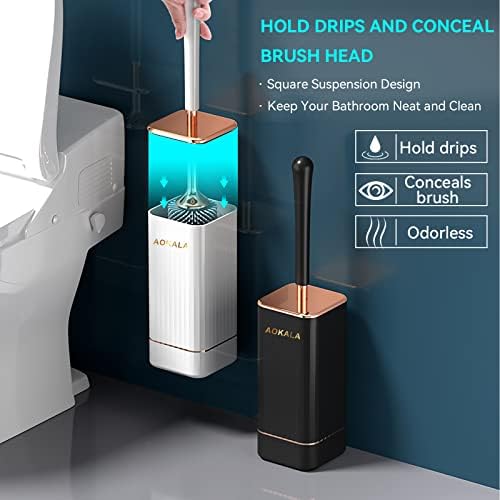 Aokala Toilet Brush Set 2 Pack Silicone with Ergonomic Handle