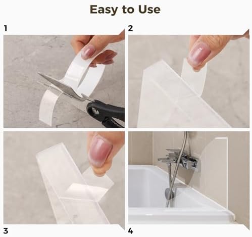 Lnrueg 2PCS Clear Shower Splash Guards with Adhesive Tape