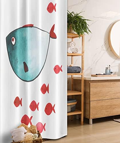 Ambesonne Cartoon Fish Shower Curtain Set with Hooks