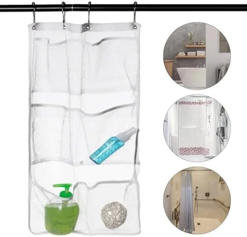 1PCS Durable Clear Mesh Shower Caddy with 6 Pockets