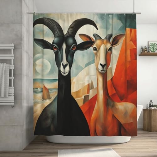 DAOWANGZUO Sheep Shower Curtain Set 72x72in 1
