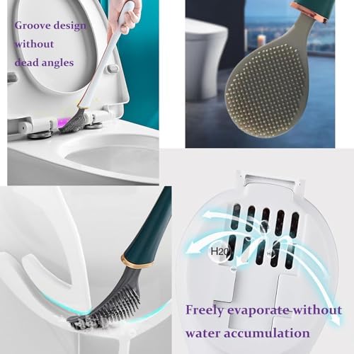 Silicone Toilet Brush and Holder Set Discreet Durable