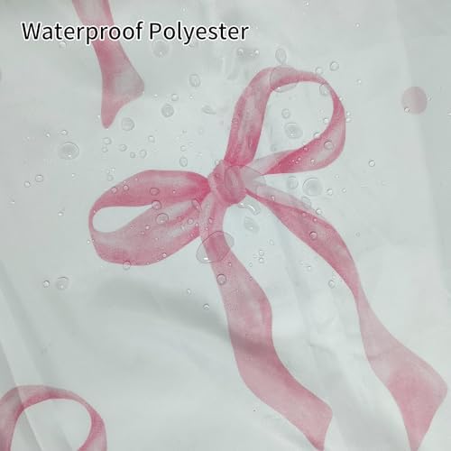 No Hook Pink Bow Shower Curtain with Liner Set