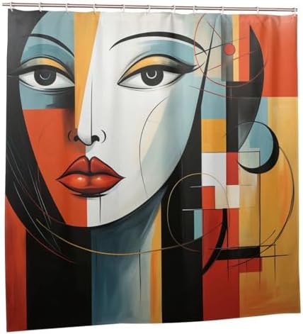 DAOWANGZUO Female Face Shower Curtain Set 72x72in with 12 Hooks