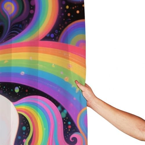 OXJOIIS Trippy Rainbow Unicorn Shower Curtain Set
