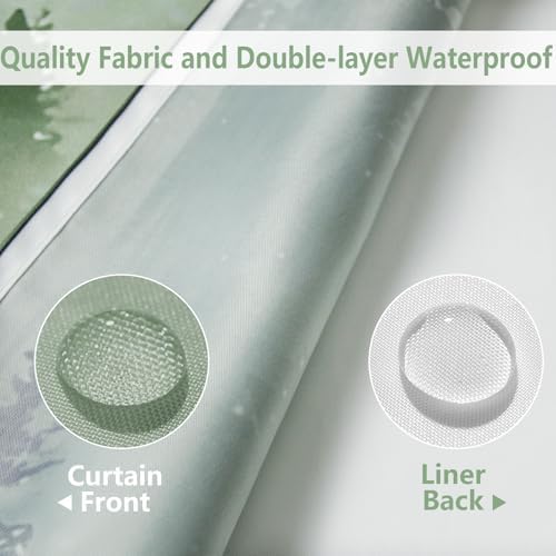 AXURXUI No Hook Forest Shower Curtain Set 71x74 Inch
