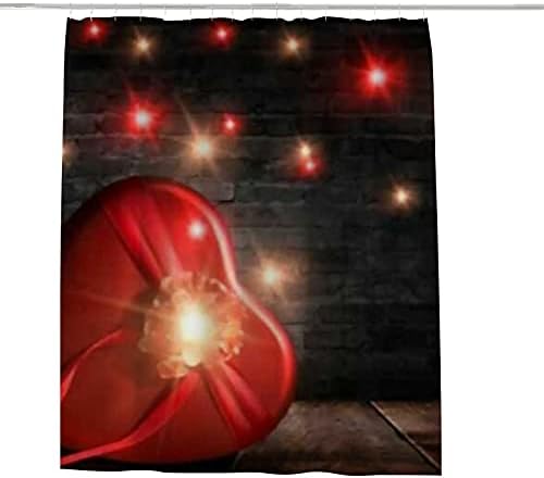 Rashu 72 Inch Heart Shaped Shower Curtain Set with Hooks
