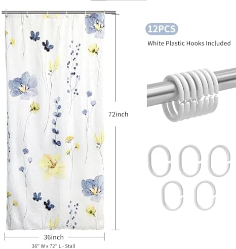 QiyI 36x72 Small Stall Shower Curtain Set
