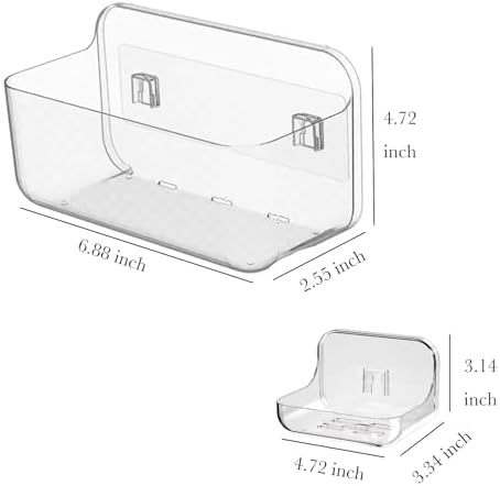 HLIN 2 Pack Acrylic Shower Shelves With Soap Holder