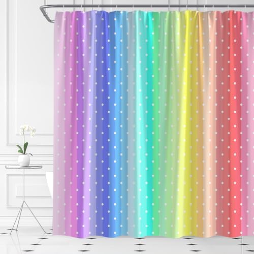 Colorful Polka Dots Shower Curtain Set with Hooks